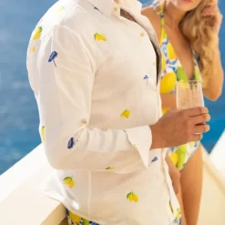 Discount OUKU Men's Lemon Shirt Summer Hawaiian Shirt Aloha Shirt Long Sleeve Shirt Turndown Tropical Fashion Streetwear Street Casual Hawaiian S M L White