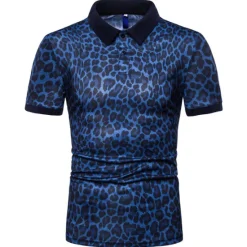 Best OUKU Men's Leopard Polo Shirts Golf Shirt Short Sleeve Polo Shirts Collared Shirts Casual Streetwear Vacation Wear Buttons 3D Print White Yellow Navy Blue