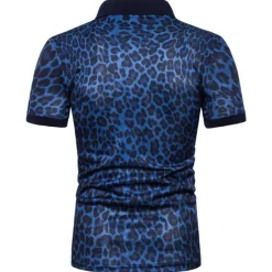 Best OUKU Men's Leopard Polo Shirts Golf Shirt Short Sleeve Polo Shirts Collared Shirts Casual Streetwear Vacation Wear Buttons 3D Print White Yellow Navy Blue
