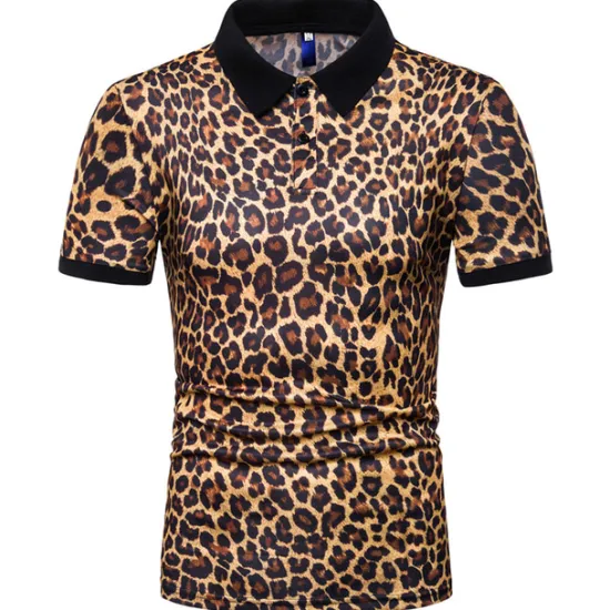 Best OUKU Men's Leopard Polo Shirts Golf Shirt Short Sleeve Polo Shirts Collared Shirts Casual Streetwear Vacation Wear Buttons 3D Print White Yellow Navy Blue
