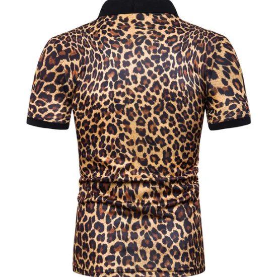 Best OUKU Men's Leopard Polo Shirts Golf Shirt Short Sleeve Polo Shirts Collared Shirts Casual Streetwear Vacation Wear Buttons 3D Print White Yellow Navy Blue