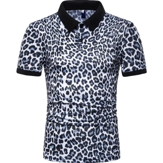 Best OUKU Men's Leopard Polo Shirts Golf Shirt Short Sleeve Polo Shirts Collared Shirts Casual Streetwear Vacation Wear Buttons 3D Print White Yellow Navy Blue