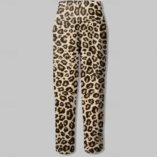 Best OUKU Men's Leopard Print Dress Pants Mid Waist Business Casual Formal Outdoor Street Zipper Pocket Summer Spring Fall 3D Print White Brown black / white