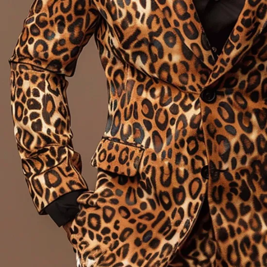 OUKU Men's Leopard Print Long Sleeve Turndown Artistic Casual Outdoor Street Daily Buttons 3D Print Multi Pocket Orange