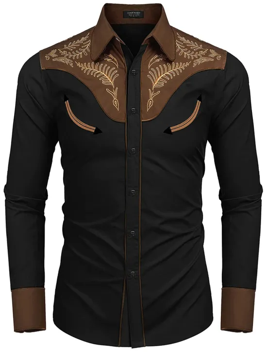 Clearance OUKU Men's Leopard Shirt Western Shirt Cowboy Shirt Long Sleeve Fashion Designer Casual Outdoor Holiday Fall & Winter Turndown Print Button-Down Blue Brown Khaki Black / Pink