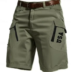 Clearance OUKU Men's Letter Cargo Shorts Mid Waist Sports Fashion Streetwear Sports Outdoor Casual Daily Drawstring Side Pockets Elastic Waist Designer Clothing Apparel