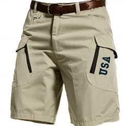 Clearance OUKU Men's Letter Cargo Shorts Mid Waist Sports Fashion Streetwear Sports Outdoor Casual Daily Drawstring Side Pockets Elastic Waist Designer Clothing Apparel