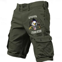OUKU Men's Letter Eagle American Flag Cargo Shorts Mid Waist Sports Fashion Designer Outdoor Sports Outdoor Casual 6 Pocket Designer Clothing Apparel