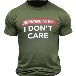 Discount OUKU Men's Letter Funny T Shirt Tee Top 100% Cotton Short Sleeve Graphic Shirt Black Dark Grey Army Green Comfortable Tee Street Sports Outdoor Fashion Designer Clothing