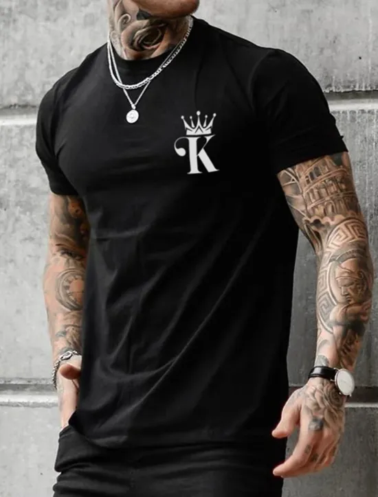 Sale OUKU Men's Letter Graphic Prints T Shirt Graphic Tee Cotton Short Sleeves Graphic Shirt Black Army Green Dark Blue Comfortable Tee Vacation Street Fashion Designer Clothing