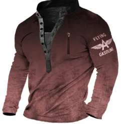 Clearance OUKU Men's Letter Graphic Prints Sweatshirt Pullover Long Sleeve Sweatshirt Standing Collar Henley Collar Vintage Streetwear Designer 3D Print Casual Daily Sports Zipper Fall Spring & Summer
