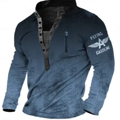 Clearance OUKU Men's Letter Graphic Prints Sweatshirt Pullover Long Sleeve Sweatshirt Standing Collar Henley Collar Vintage Streetwear Designer 3D Print Casual Daily Sports Zipper Fall Spring & Summer