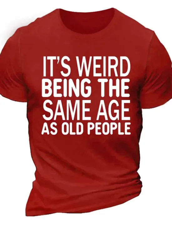New OUKU Men's Letter Graphic Prints Old People T Shirt Graphic Tee Cotton Short Sleeves Graphic Shirt White Wine Red Comfortable Tee Vacation Street Fashion Designer Clothing