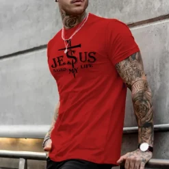 New OUKU Men's Letter Graphic Prints T Shirt Graphic Tee Cotton Short Sleeve Graphic Shirt Black Red Army Green Comfortable Tee Outdoor Street Fashion Designer Clothing