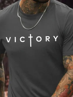 New OUKU Men's Letter Graphic Prints Faith T Shirt Graphic Tee 100% Cotton Short Sleeve Graphic Shirt Black White Dark Navy Comfortable Tee Vacation Street Fashion Designer Clothing