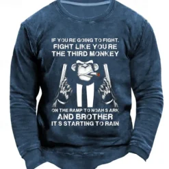 New OUKU Men's Letter Graphic Prints Funny Sweatshirts Sweatshirt Pullover Long Sleeve Sweatshirt Crew Neck Cool Daily Classic 3D Print Holiday Going out Streetwear Print Spring & Fall