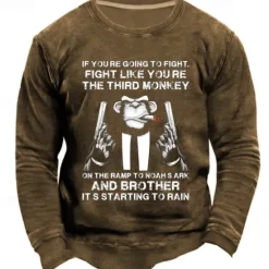 New OUKU Men's Letter Graphic Prints Funny Sweatshirts Sweatshirt Pullover Long Sleeve Sweatshirt Crew Neck Cool Daily Classic 3D Print Holiday Going out Streetwear Print Spring & Fall