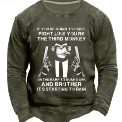 New OUKU Men's Letter Graphic Prints Funny Sweatshirts Sweatshirt Pullover Long Sleeve Sweatshirt Crew Neck Cool Daily Classic 3D Print Holiday Going out Streetwear Print Spring & Fall