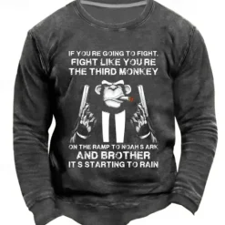 New OUKU Men's Letter Graphic Prints Funny Sweatshirts Sweatshirt Pullover Long Sleeve Sweatshirt Crew Neck Cool Daily Classic 3D Print Holiday Going out Streetwear Print Spring & Fall