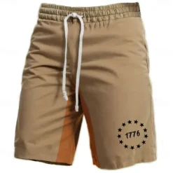 Online OUKU Men's Letter Graphic Prints Sweat Shorts Beach Shorts Terry Shorts Mid Waist Vintage Casual Daily Holiday Streetwear Drawstring Elastic Waist 3D Print Designer Clothing Apparel