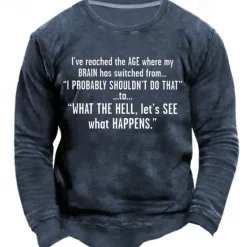 Hot OUKU Men's Letter Graphic Prints Funny Sweatshirts Sweatshirt Pullover Long Sleeve Sweatshirt Crew Neck Cool Daily Classic 3D Print Holiday Going out Streetwear Print Spring & Fall
