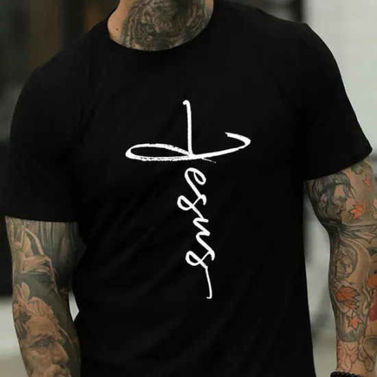 New OUKU Men's Letter Letter Print T Shirt Casual Style Cotton Short Sleeve Graphic Shirt Wine Black White Comfortable Tee Vacation Casual Fashion Designer Clothing