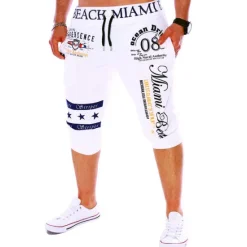 New OUKU Men's Letter Loose Sweat Shorts Capri Pants Mid Waist Mid Rise Active Basic Sports Weekend Drawstring Print Designer Clothing Apparel