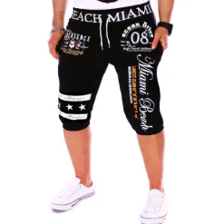 New OUKU Men's Letter Loose Sweat Shorts Capri Pants Mid Waist Mid Rise Active Basic Sports Weekend Drawstring Print Designer Clothing Apparel