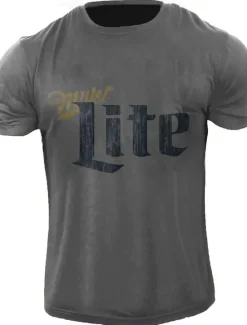 Outlet OUKU Men's Letter Printed Beer T Shirt Tee Top Cotton Short Sleeve Graphic Shirt Black Dark Grey Comfortable Tee Street Sports Outdoor Fashion Designer Clothing