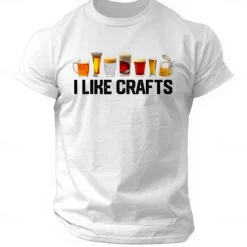 Outlet OUKU Men's Letter Printed Beer T Shirt Tee Top Cotton Short Sleeve Graphic Shirt Black White Comfortable Tee Street Sports Outdoor Fashion Designer Clothing