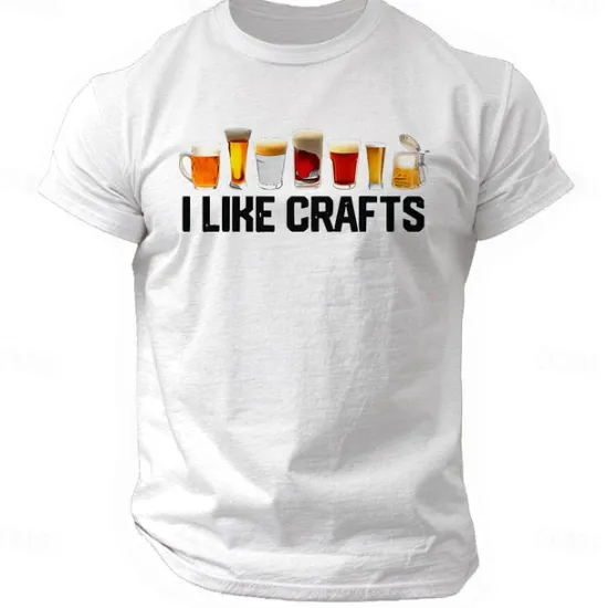 Outlet OUKU Men's Letter Printed Beer T Shirt Tee Top Cotton Short Sleeve Graphic Shirt Black White Comfortable Tee Street Sports Outdoor Fashion Designer Clothing