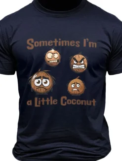 Clearance OUKU Men's Letter Printed Coconut Funny Hawaiian T Shirt Tee Top 100% Cotton Short Sleeve Graphic Shirt Black White Army Green Comfortable Tee Vacation Street Fashion Designer Clothing