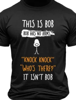 Online OUKU Men's Letter Printed Funny Bob T Shirt Tee Top 100% Cotton Short Sleeve Graphic Shirt Black Army Green Dark Blue Comfortable Tee Vacation Street Fashion Designer Clothing