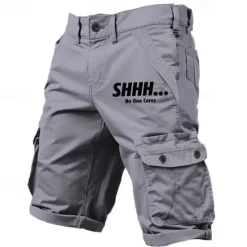 Sale OUKU Men's Letter Printed Funny Cargo Shorts Work Shorts Mid Waist Classic Casual Outdoor Camping & Hiking Multiple Pockets Designer Clothing Apparel