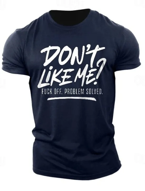 Hot OUKU Men's Letter Printed Funny T Shirt Tee Top 100% Cotton Short Sleeve Graphic Shirt Dark Grey Dark Blue Comfortable Tee Street Sports Outdoor Fashion Designer Clothing