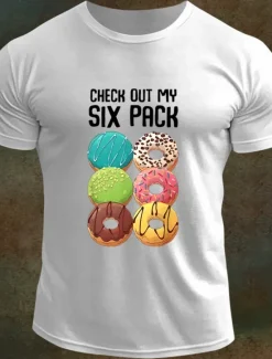 Sale OUKU Men's Letter Printed Funny Donuts T Shirt Tee Top 100% Cotton Short Sleeve Graphic Shirt Black White Army Green Comfortable Tee Vacation Street Fashion Designer Clothing