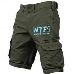 New OUKU Men's Letter Printed Funny Slang Cargo Shorts Work Shorts Mid Waist Classic Casual Outdoor Camping & Hiking Multiple Pockets Designer Clothing Apparel