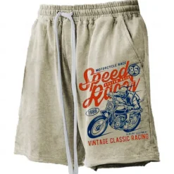 Sale OUKU Men's Letter Printed Motorcycle Board Shorts Swim Shorts Swim Trunks Mid Waist Hawaiian Retro Vintage Casual Holiday Beach Drawstring with Mesh lining Elastic Waist Designer Clothing Apparel