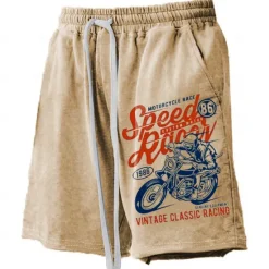 Sale OUKU Men's Letter Printed Motorcycle Board Shorts Swim Shorts Swim Trunks Mid Waist Hawaiian Retro Vintage Casual Holiday Beach Drawstring with Mesh lining Elastic Waist Designer Clothing Apparel