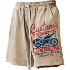 Clearance OUKU Men's Letter Printed Motorcycle Board Shorts Swim Shorts Swim Trunks Mid Waist Hawaiian Retro Vintage Casual Holiday Beach Drawstring with Mesh lining Elastic Waist Designer Clothing Apparel