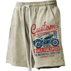 Clearance OUKU Men's Letter Printed Motorcycle Board Shorts Swim Shorts Swim Trunks Mid Waist Hawaiian Retro Vintage Casual Holiday Beach Drawstring with Mesh lining Elastic Waist Designer Clothing Apparel