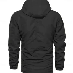 Outlet OUKU Men's Letter Printed Outdoor Jacket Coat Tactical Practical Waterproof Casual Sports Outdoor Daily Wear Zip Front Adjustable Drawstring Hood Graphic Fall Winter Standing Collar Long Sleeve Black Army