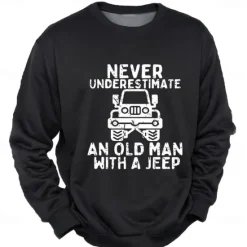 Clearance OUKU Men's Letter Printed Vehicle Sweatshirt Sweatshirt Long Sleeve Sweatshirt Crew Neck Fashion Daily Casual 3D Printing Holiday Going out Streetwear Crewneck 3D Print Winter Spring & Fall