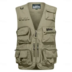 Discount OUKU Men's Letter Printed Vest Waistcoat Gilet Tactical Practical Removable Casual Sports Outdoor Fishing Photography Mesh Side Pockets Quick Dry Fall Winter Collarless Sleeveless khaki Army Green Dark