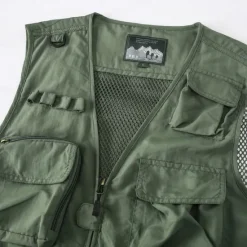 Discount OUKU Men's Letter Printed Vest Waistcoat Gilet Tactical Practical Removable Casual Sports Outdoor Fishing Photography Mesh Side Pockets Quick Dry Fall Winter Collarless Sleeveless khaki Army Green Dark