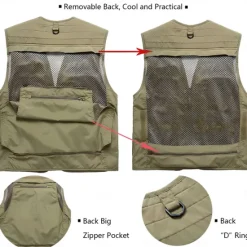 Clearance OUKU Men's Letter Printed Vest Waistcoat Gilet Tactical Practical Removable Casual Sports Outdoor Fishing Photography Mesh Side Pockets Quick Dry Fall Winter Collarless Sleeveless khaki Army Green Dark