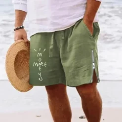 New OUKU Men's Letter Shorts Summer Shorts Beach Shorts Mid Waist Hawaiian Casual Daily Holiday Going out Zipper Drawstring Elastic Waist Designer Clothing Apparel