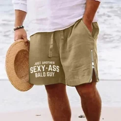 New OUKU Men's Letter Shorts Summer Shorts Beach Shorts Mid Waist Hawaiian Casual Daily Holiday Going out Zipper Drawstring Elastic Waist Designer Clothing Apparel