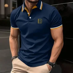 Outlet OUKU Men's Letter Sports Polo Shirts Short Sleeve Polo Shirts Collared Shirts Business Casual School Outdoor Daily Wear Home Wear 3D Print Summer Spring Fall Black White Yellow