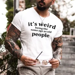 OUKU Men's Letter T Shirt Casual Style Cotton Short Sleeve Graphic Shirt Black White Gray Comfortable Tee Outdoor Street Fashion Designer Clothing